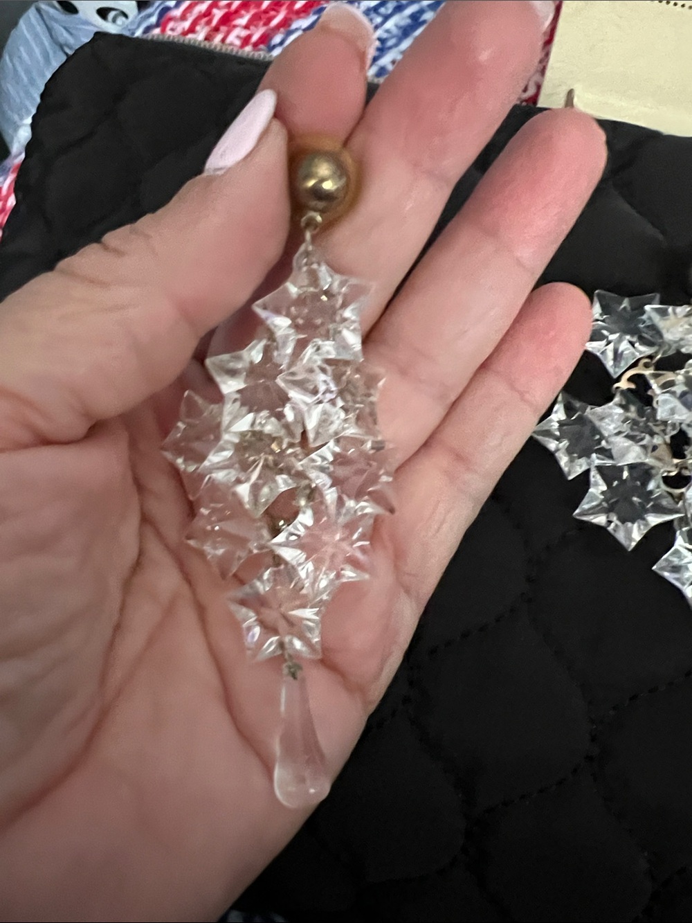 Crystal Star Drop Chandelier Prism Accent - Clear 80s Avon style